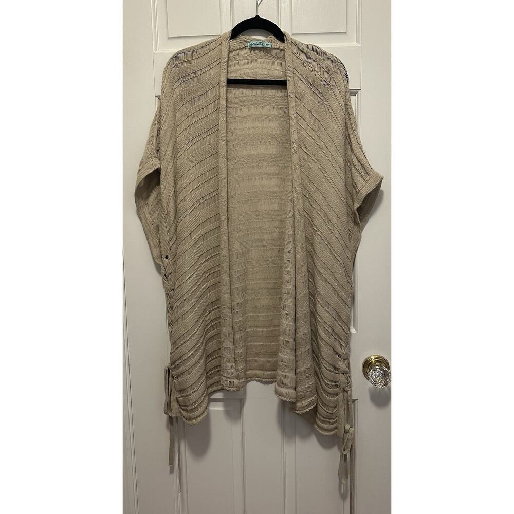 Goddis Knit Duster Cardigan M/L Beige Boho Coastal Resort Kimono Cover Up